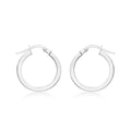 9K White Gold Square-Tube Round Hoop Creole Earrings