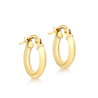 9K Yellow Gold Plain 13mm Hoop Earrings