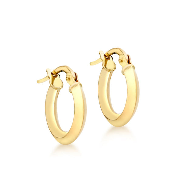 9K Yellow Gold 13mm Polished Hoop Creole Earrings