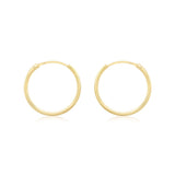 9K Yellow Gold 15mm Sleeper Hoop Earrings