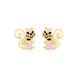 9K Yellow Gold Enamel Squirrel Stud