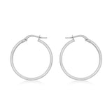 9K White Gold Rectangular-Tube 30mm Creole Hoop Earrings