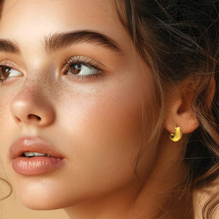 9ct Yellow Gold Half Creole Textured Earrings