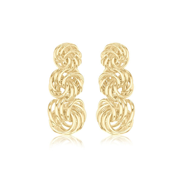 9K Yellow Gold Graduated-Knot Drop Earring