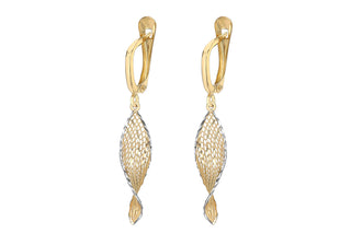 9ct Yellow and White Gold Drop Earrings
