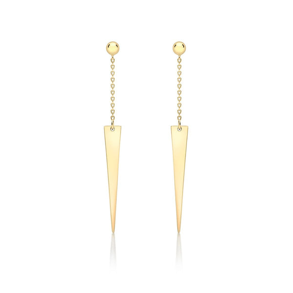 9K Yellow Gold Spear Drop Earrings