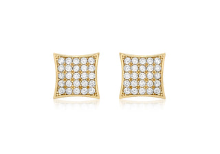 9ct Yellow Gold Cubic Zirconia Set Square Studs