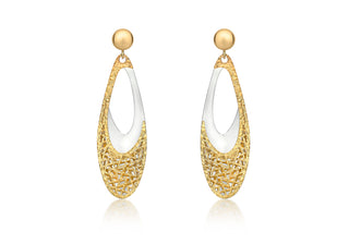 9ct Yellow and White  Gold Drop Earrings