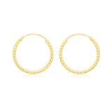 9K Yellow Gold 18mm Diamond Cut Hoop Earrings