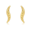 9K Yellow Gold Diamond Cut Slim-'Wave' Stud Earrings