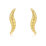 9K Yellow Gold Diamond Cut Slim-'Wave' Stud Earrings