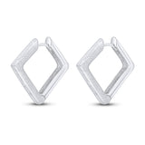 9K White Gold 16mm Square Brushed Finish Huggies