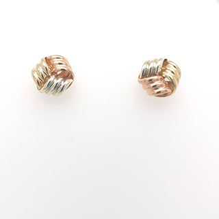9ct Tri-Colour Knot Style Stud Earrings