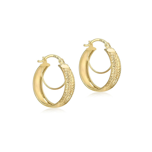 9K Yellow Gold Double-Hoop Creole Earrings