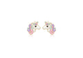 9ct Yellow Gold Unicorn Enamel Studs