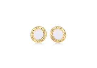 9ct Yellow Gold Greek Key Disc Studs