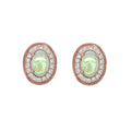 9K Rose Gold Opal & Diamond Oval Stud Earrings