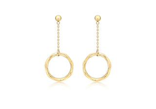 9ct Yellow Gold Hoop and Chain Drop Earrings
