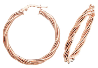 9ct Rose Gold Twist Hoop Earrings