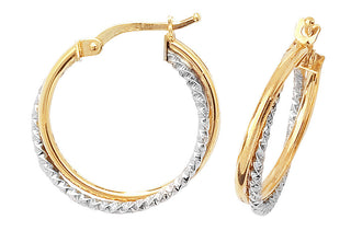 9ct Yellow and White Gold Hoop Earrings