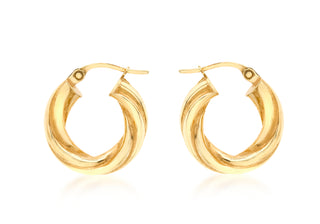 9ct Yellow Gold Twisted Hoops