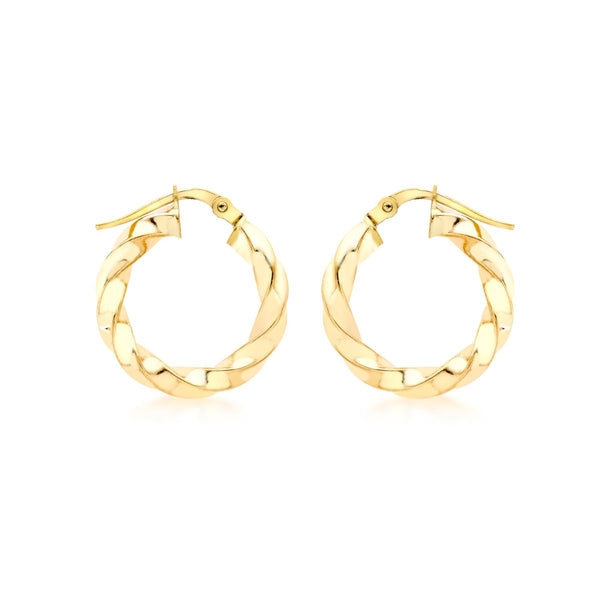 9ct Yellow Gold Tiwsted Creole Earrings