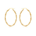 9K Yellow Gold Oval Rope Hoop Earrings