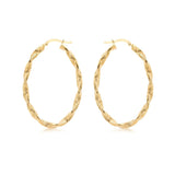 9K Yellow Gold Oval Rope Hoop Earrings