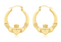 9ct Yellow Gold Claddagh Hoop Earrings