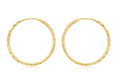 9ct Yellow Gold Textured Creole Hoop Earrings