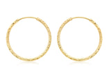 9ct Yellow Gold Textured Creole Hoop Earrings