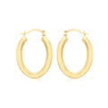 9K Yellow Gold Polished Oval Hoop Creole Earrings