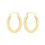 9K Yellow Gold Polished Oval Hoop Creole Earrings