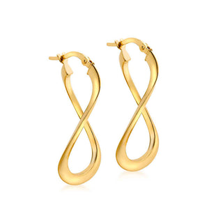 9K Yellow Gold Figure of Eight Creole Hoop Earrings