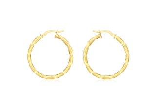 9ct Yellow Gold Rope Creole Hoop Earrings