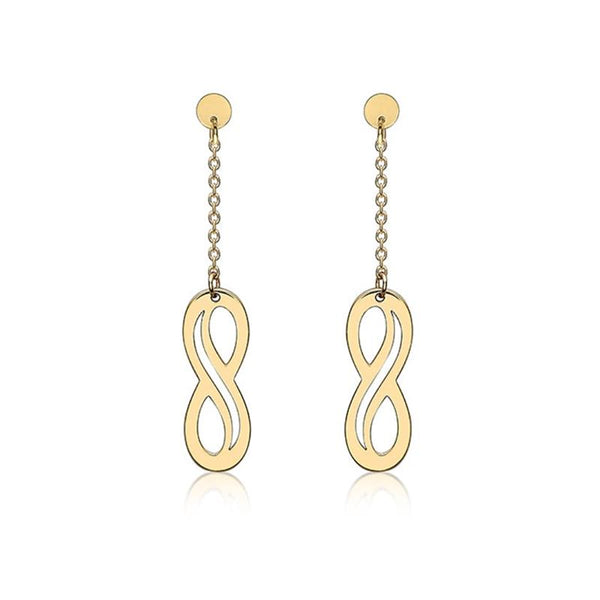 9K Yellow Gold Infinity Drop Earrings