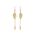 9K Yellow Gold Leaf & Chain Drop Earrings