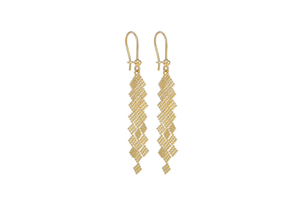 9ct Yellow Gold Geometric Drop Earrings