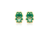 9ct Yellow Gold Frog Enamel Studs