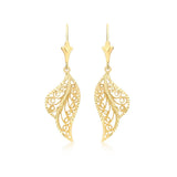9K Yellow Gold Filigree Drop Earrings