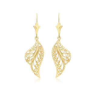 9K Yellow Gold Filigree Drop Earrings