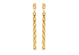 9ct Yellow Gold Textured Drop Bar Earrings