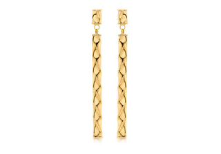 9ct Yellow Gold Textured Drop Bar Earrings