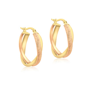 9K 2-Colour Gold Double Oval Creole Earrings