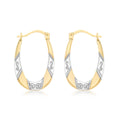9K Yellow & White Gold Creole Hoop Earrings