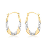 9K Yellow & White Gold Creole Hoop Earrings