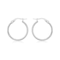 9K White Gold 18mm Diamond Cut Hoop Earrings