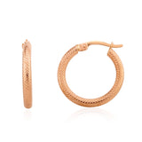 9K Rose Gold Small Dimple Facet Hoop Earrings