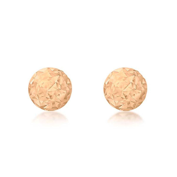 9K Rose Gold 4mm Diamond Cut Ball Stud Earrings