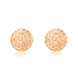 9K Rose Gold 6mm Diamond Cut Ball Stud Earrings